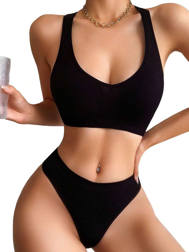Lingerie | Push Up Bra & Panty Two pcs Black- GORGEOUS FEATHER