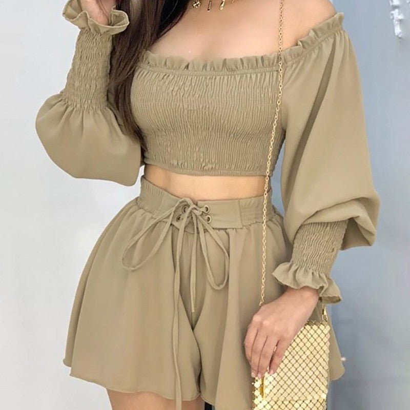Casual Dresses | Ruffle Off Shoulder Two Pcs Suit - Gorgeous Feather