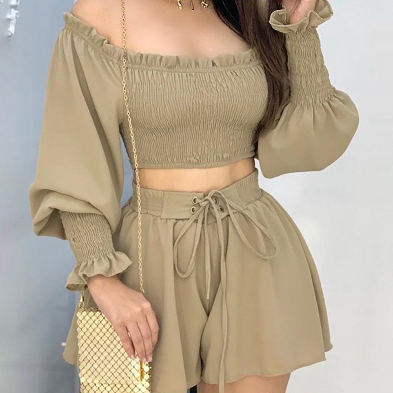 Casual Dresses | Ruffle Off Shoulder Two Pcs Suit - Gorgeous Feather