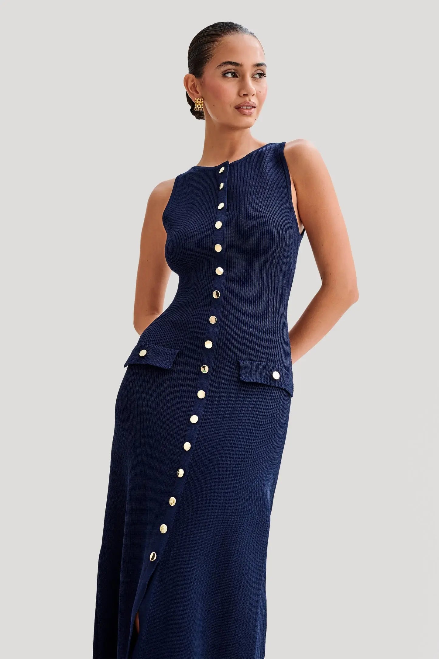 Elegant Knitted Sleeveless Long Maxi Dress - Gorgeous Feather