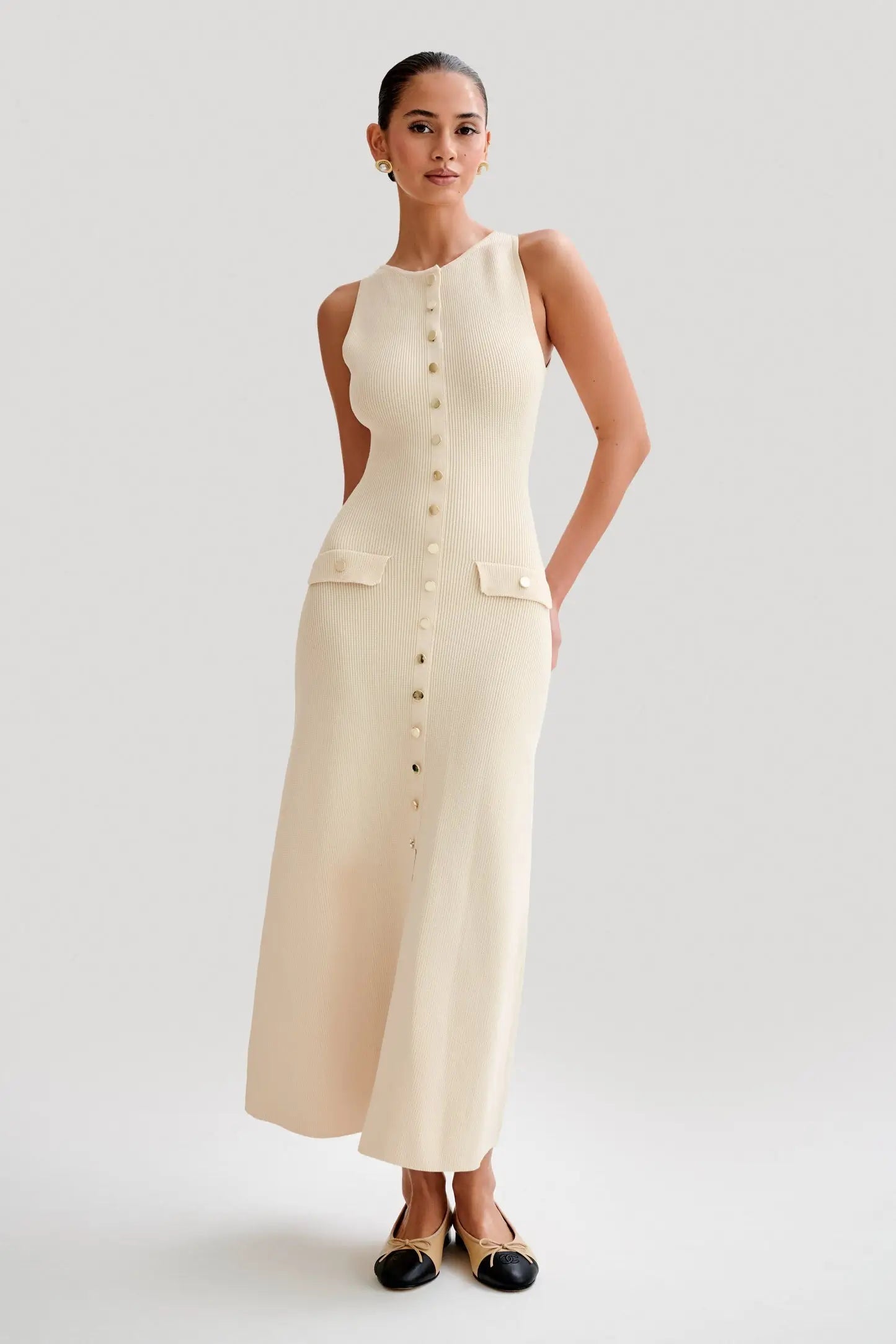 Elegant Knitted Sleeveless Long Maxi Dress - Gorgeous Feather