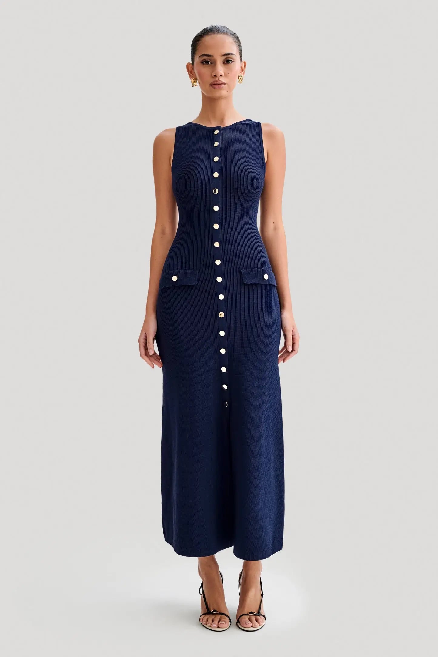 Elegant Knitted Sleeveless Long Maxi Dress - Gorgeous Feather