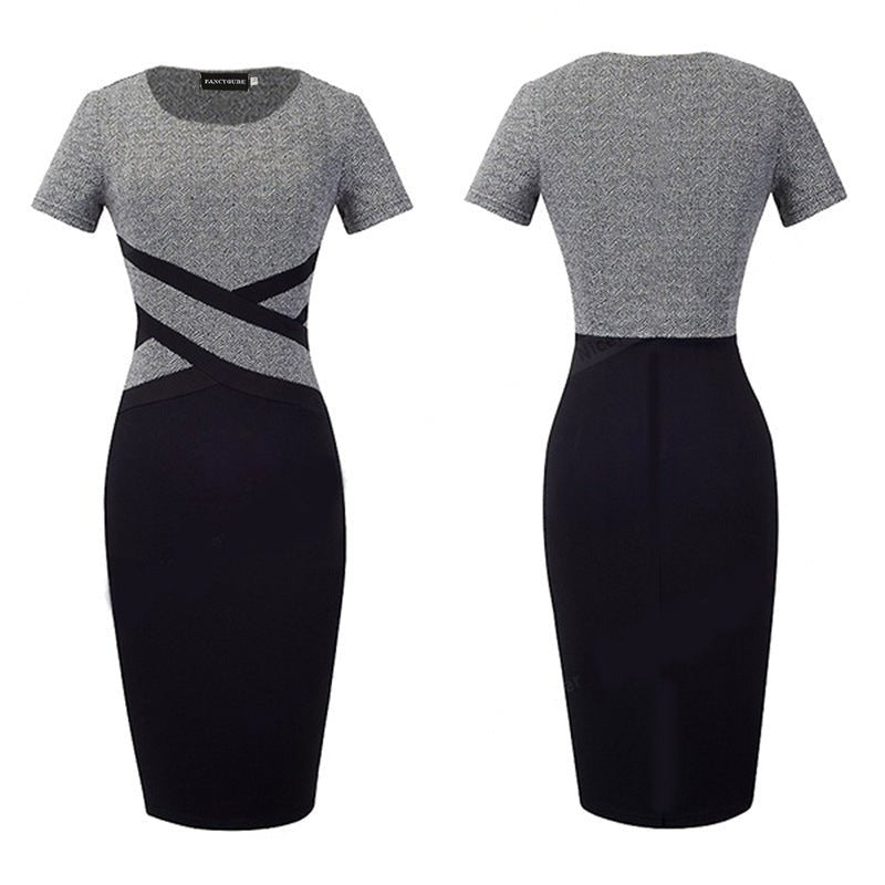 Formal Dress | Striped Hip Office Wear - Gorgeous Feather