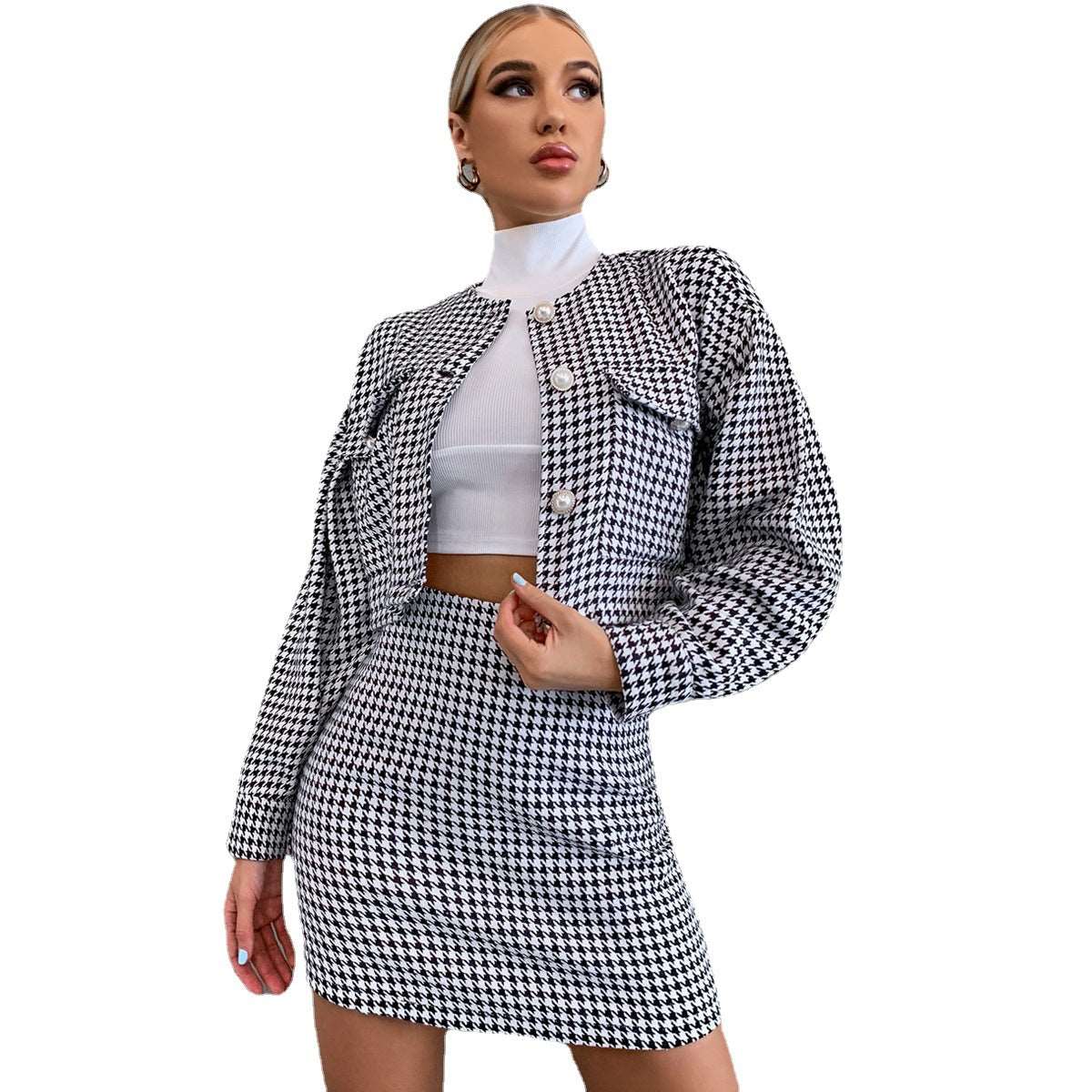 Formal Dress | Tight - Fitting Two - Piece Jacket Suit - Gorgeous Feather