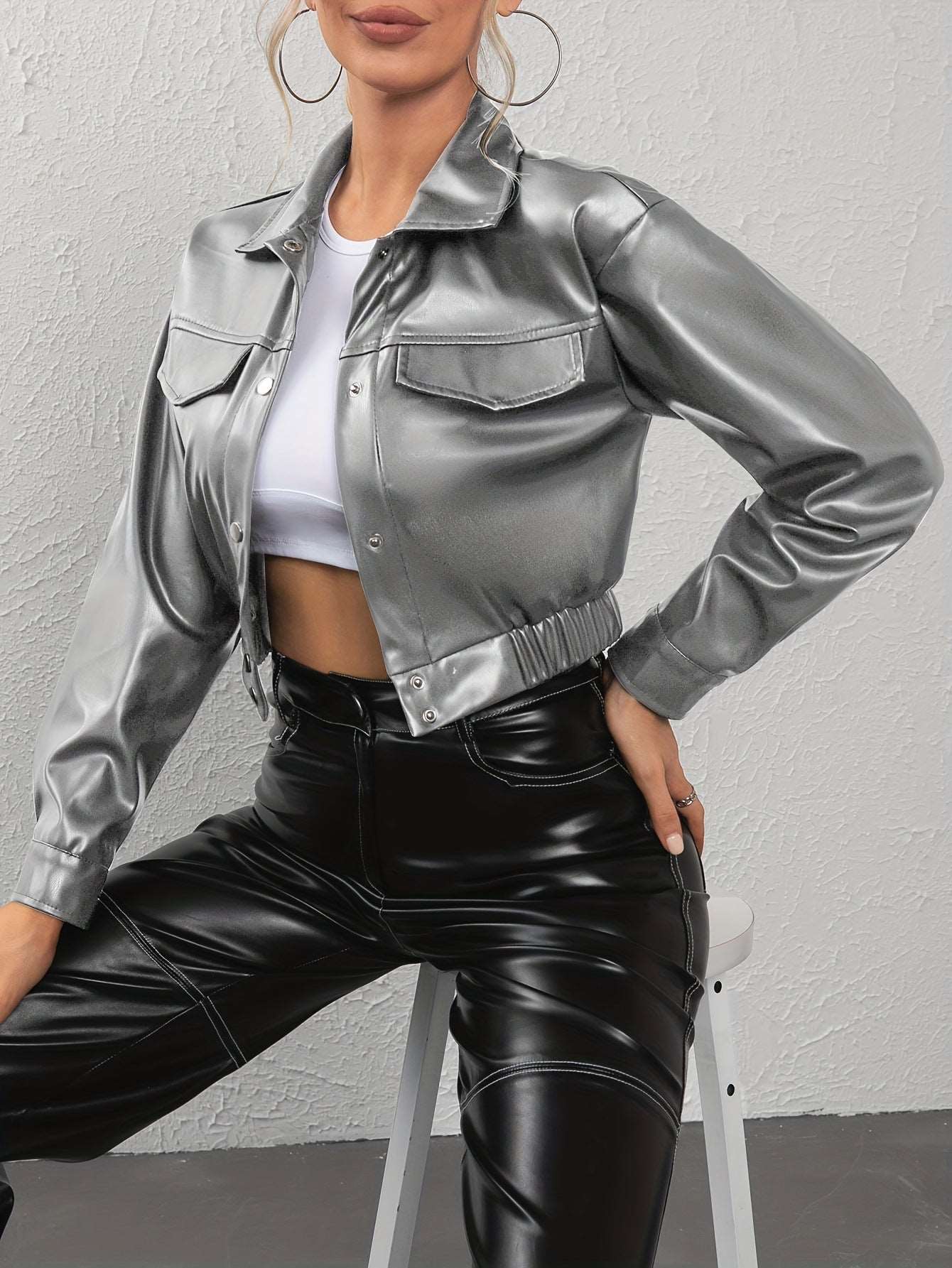 Leather Jackets | Pockets Buttoned Short Coat - Gorgeous Feather
