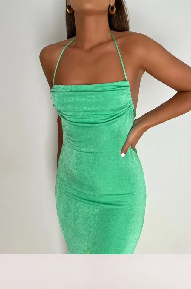 Maxi Dress | Backless Bodycon Dress Green - Gorgeous Feather