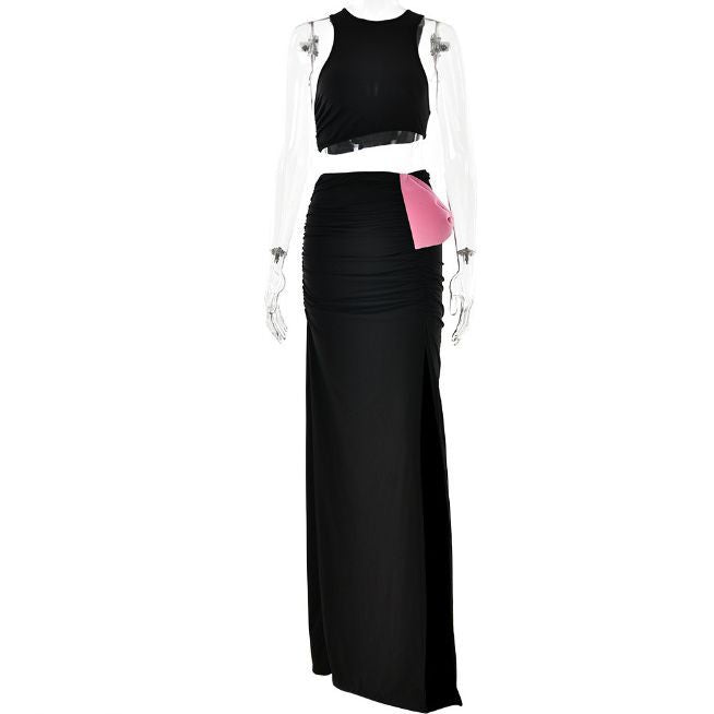 Maxi Dress | Cropped Tank Top High Waist Black - Gorgeous Feather