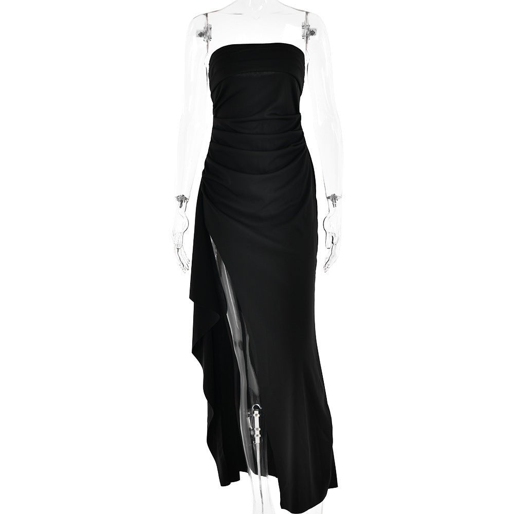 Maxi Dress | Strapless Split Mermaid Dress Black - Gorgeous Feather