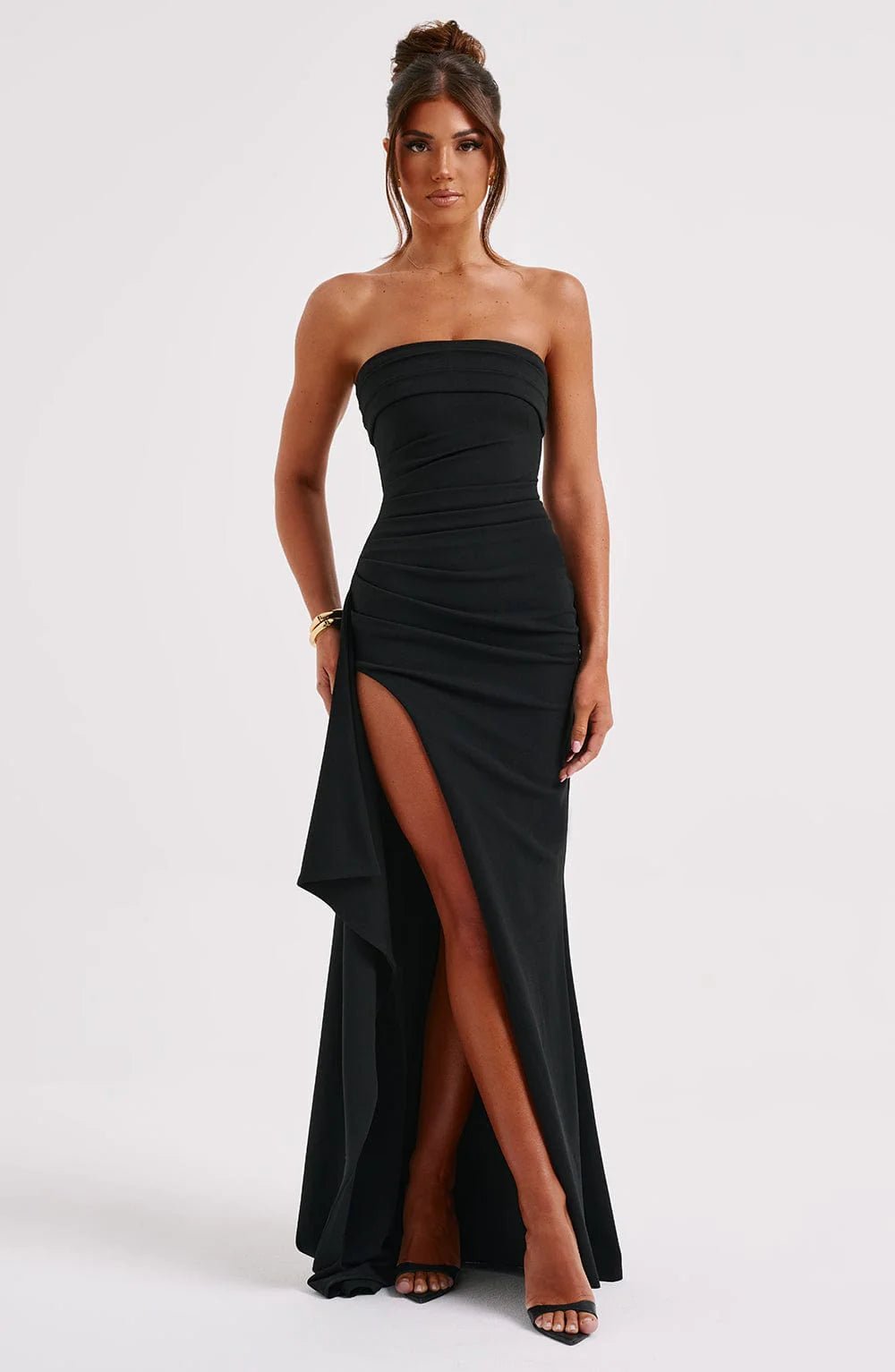 Maxi Dress | Strapless Split Mermaid Dress Black - Gorgeous Feather