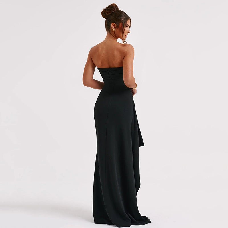 Maxi Dress | Strapless Split Mermaid Dress Black - Gorgeous Feather