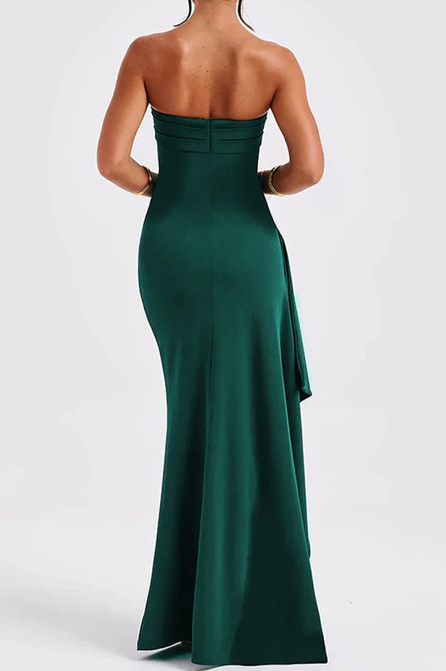 Maxi Dress Strapless Split Mermaid Dress Green - Gorgeous Feather