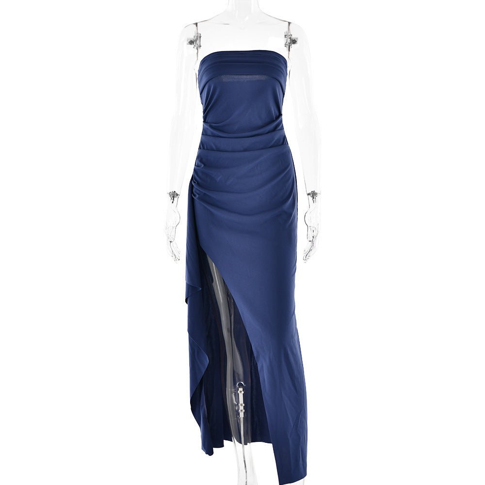 Maxi Dress | Strapless Split Mermaid Dress N/Blue - Gorgeous Feather