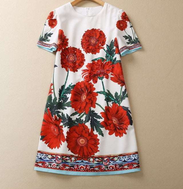 Midi Dress | Handmade Beaded Flower Fashion Dress - Gorgeous Feather