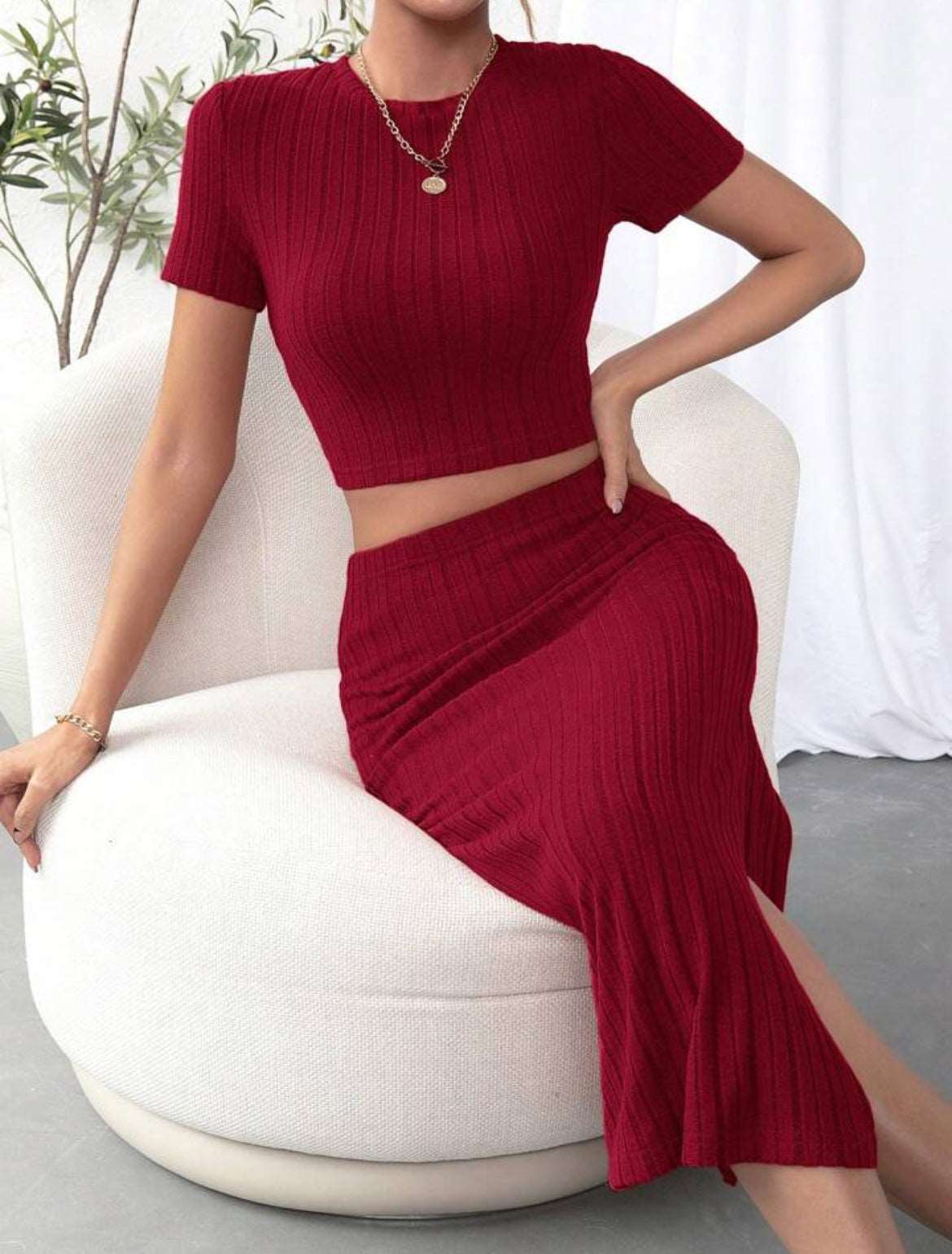 Midi Dress | High Waist Side Slim Fit Dress - Gorgeous Feather