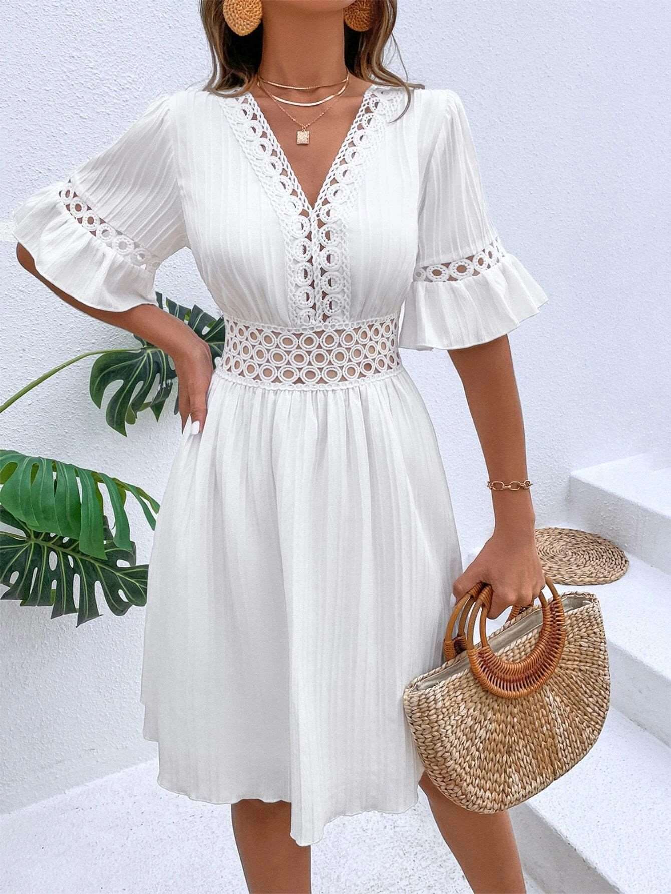 Midi Dress | Patchwork Lace Fashion - Gorgeous Feather
