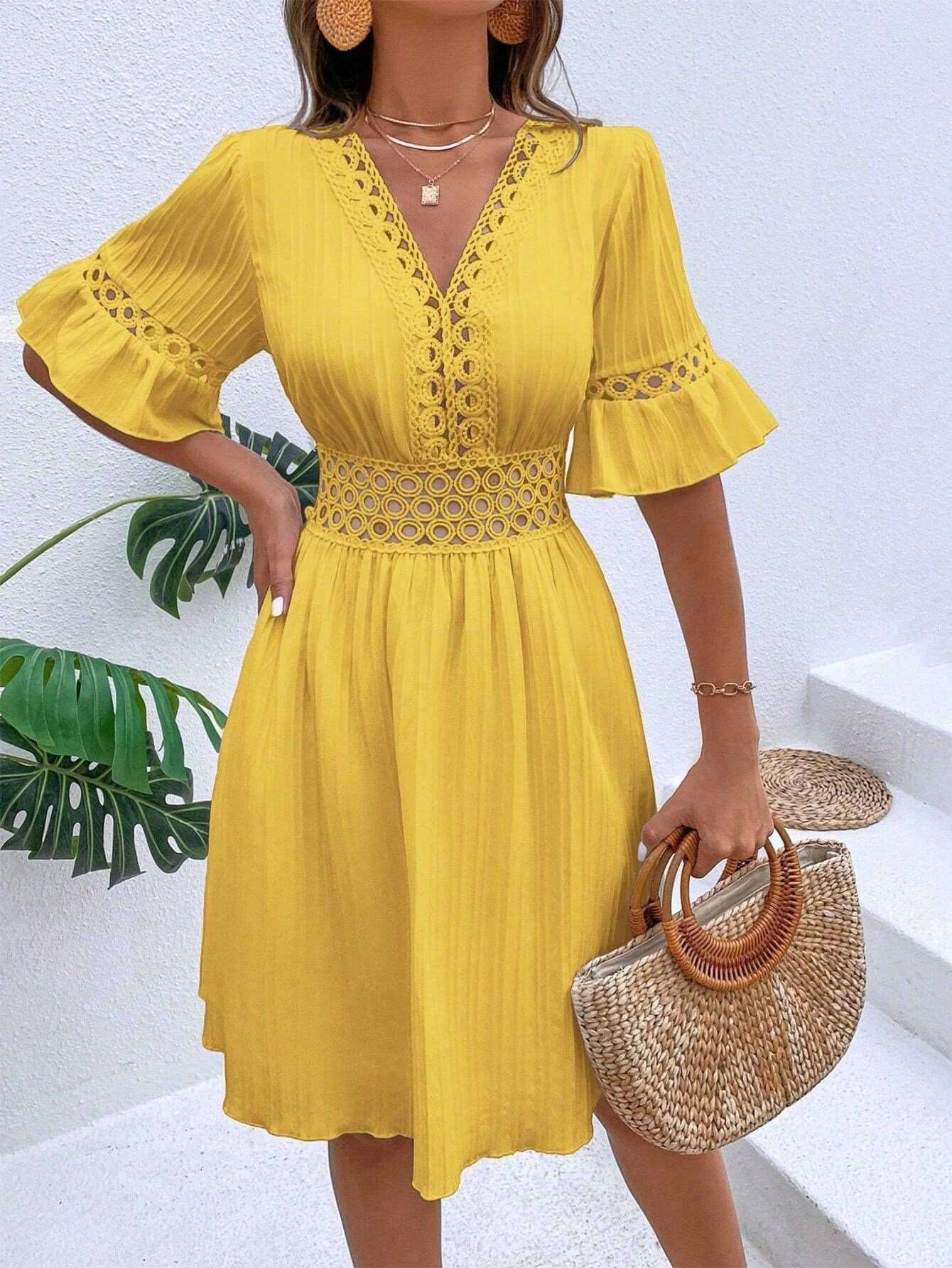 Midi Dress | Patchwork Lace Fashion - Gorgeous Feather