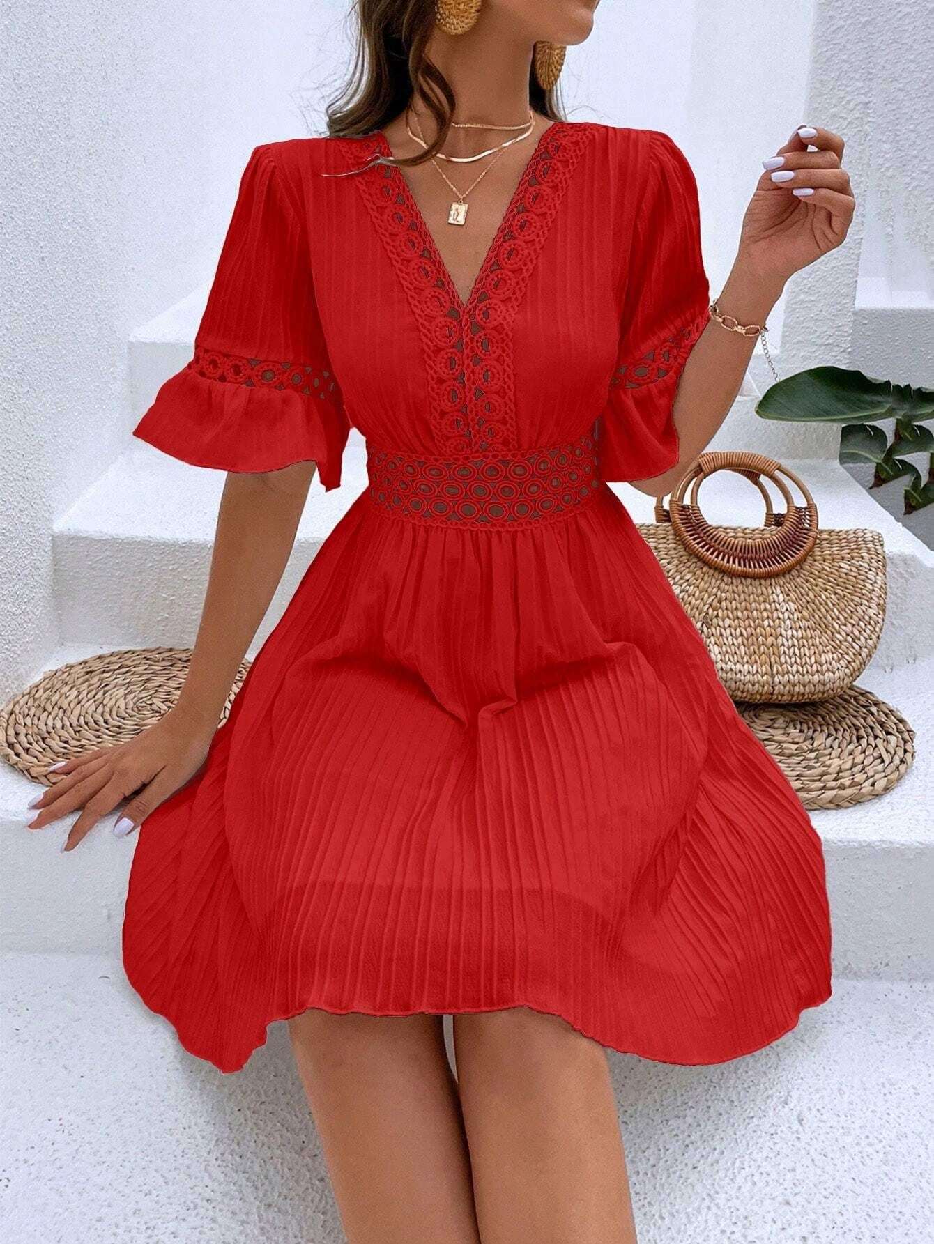 Midi Dress | Patchwork Lace Fashion - Gorgeous Feather