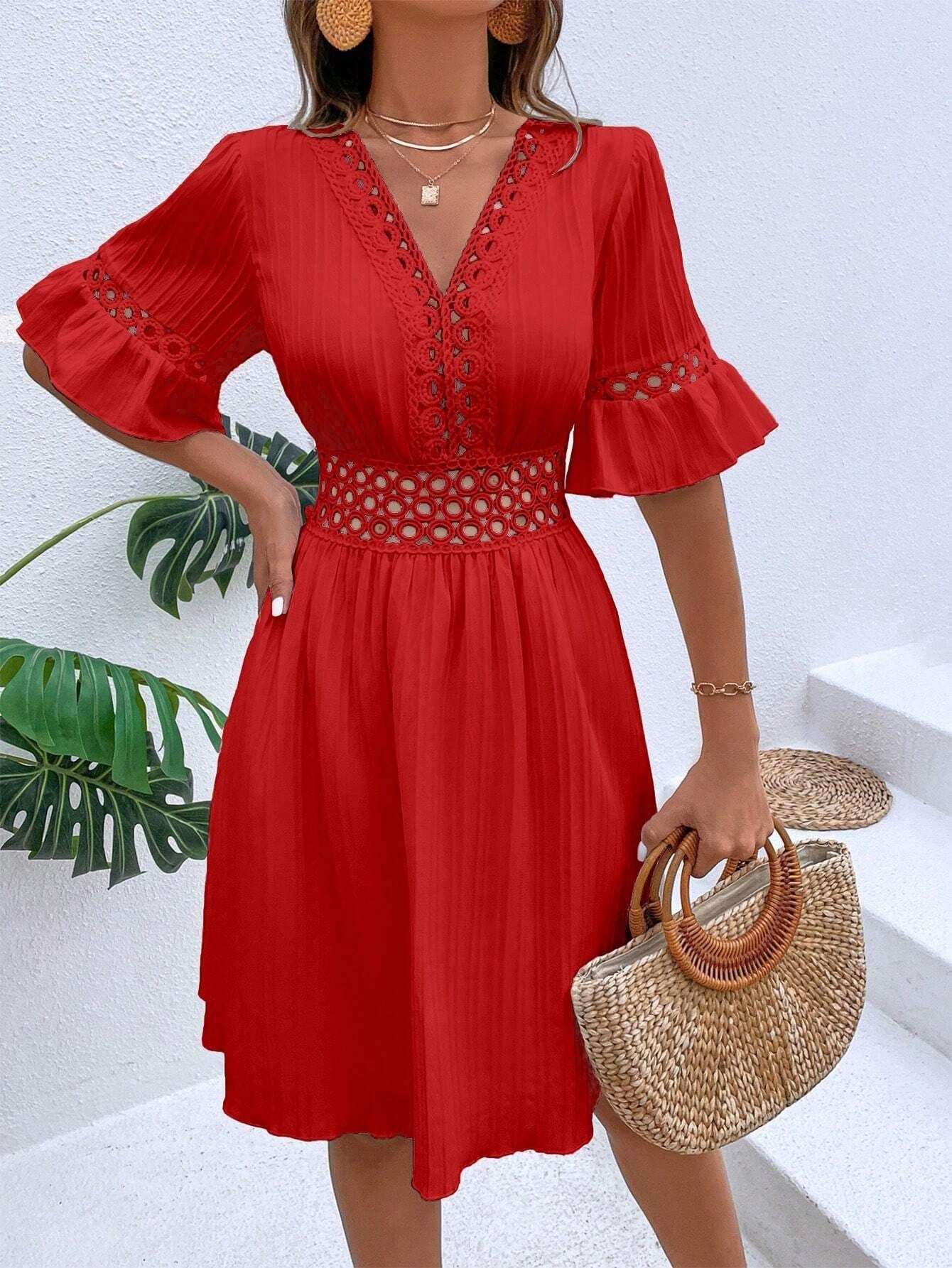 Midi Dress | Patchwork Lace Fashion - Gorgeous Feather