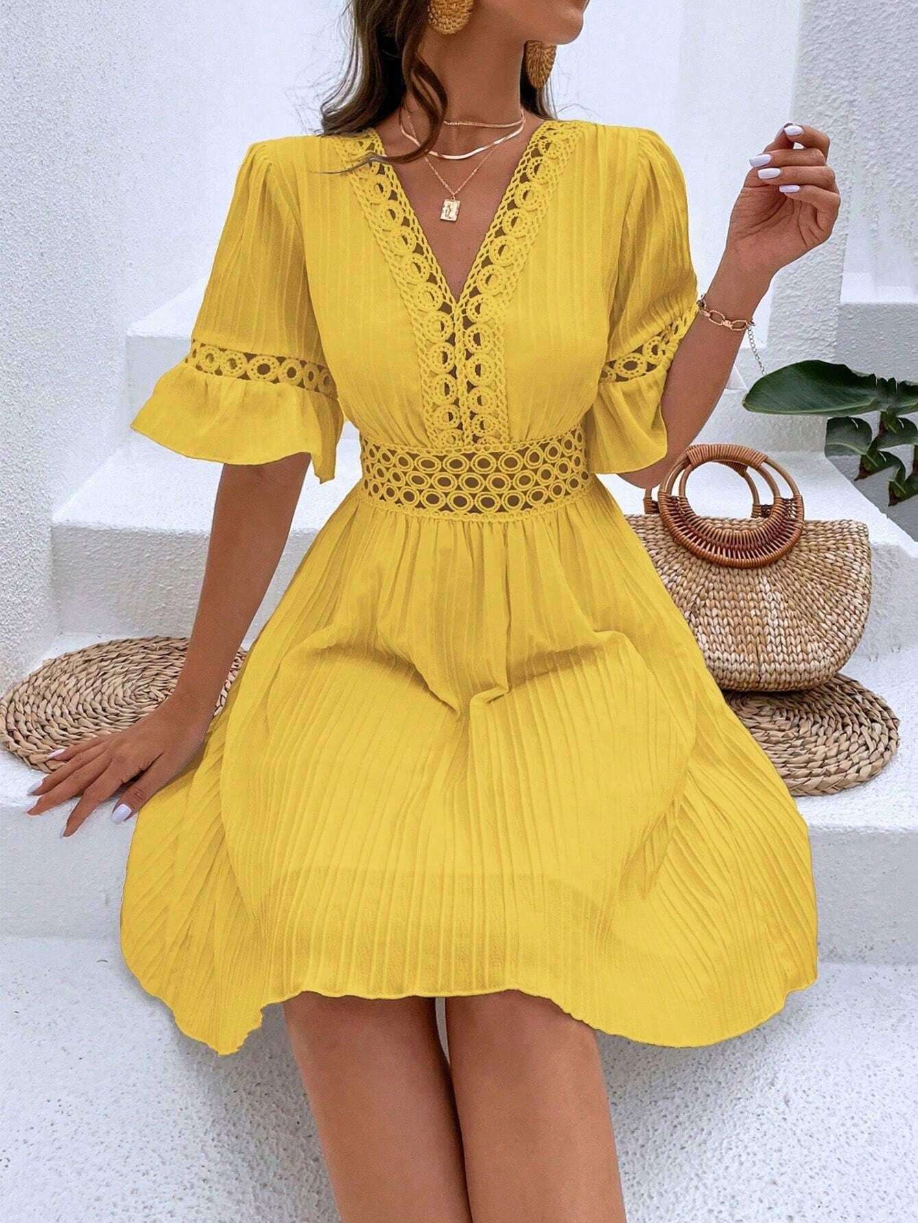 Midi Dress | Patchwork Lace Fashion - Gorgeous Feather