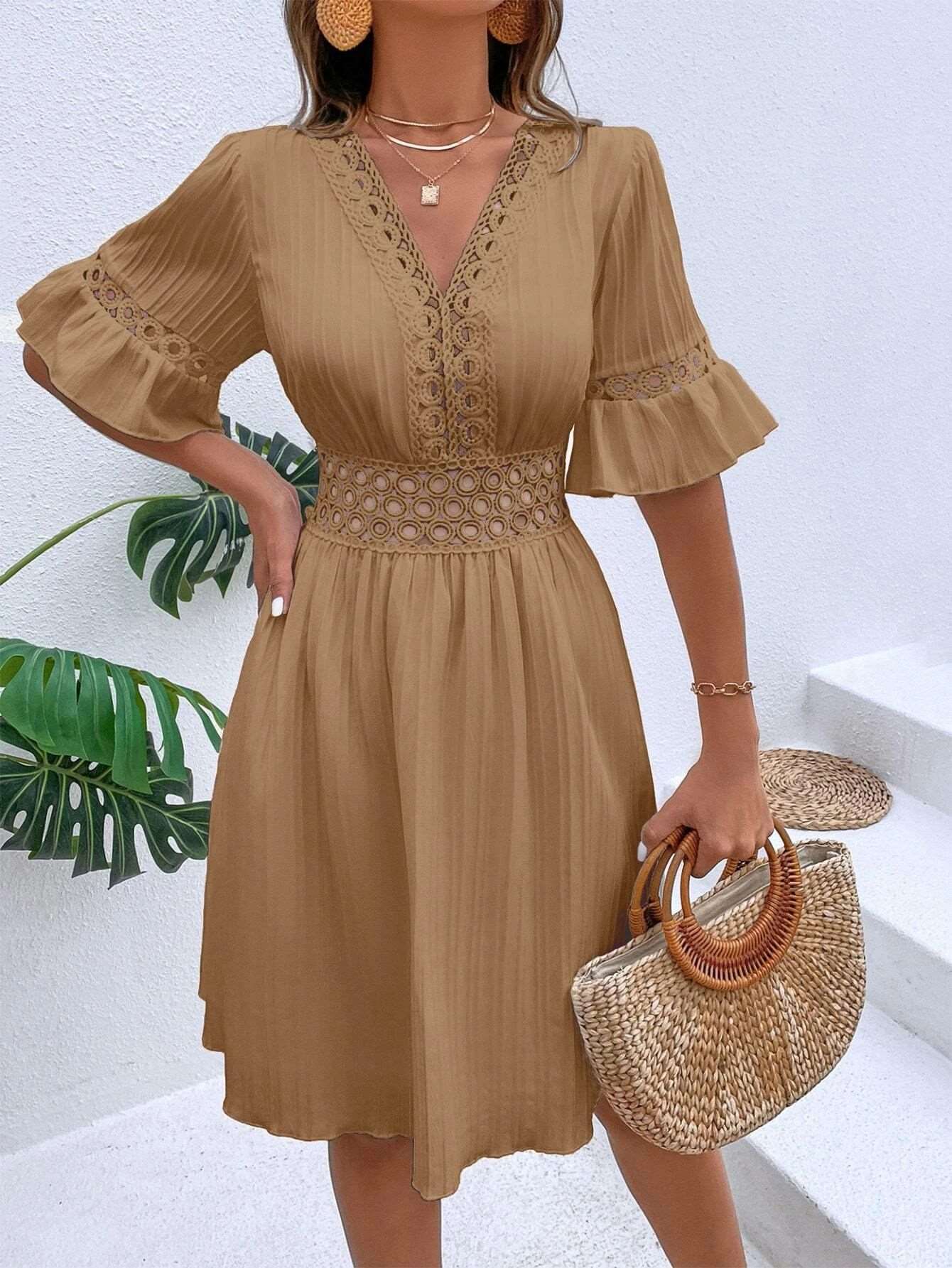 Midi Dress | Patchwork Lace Fashion - Gorgeous Feather
