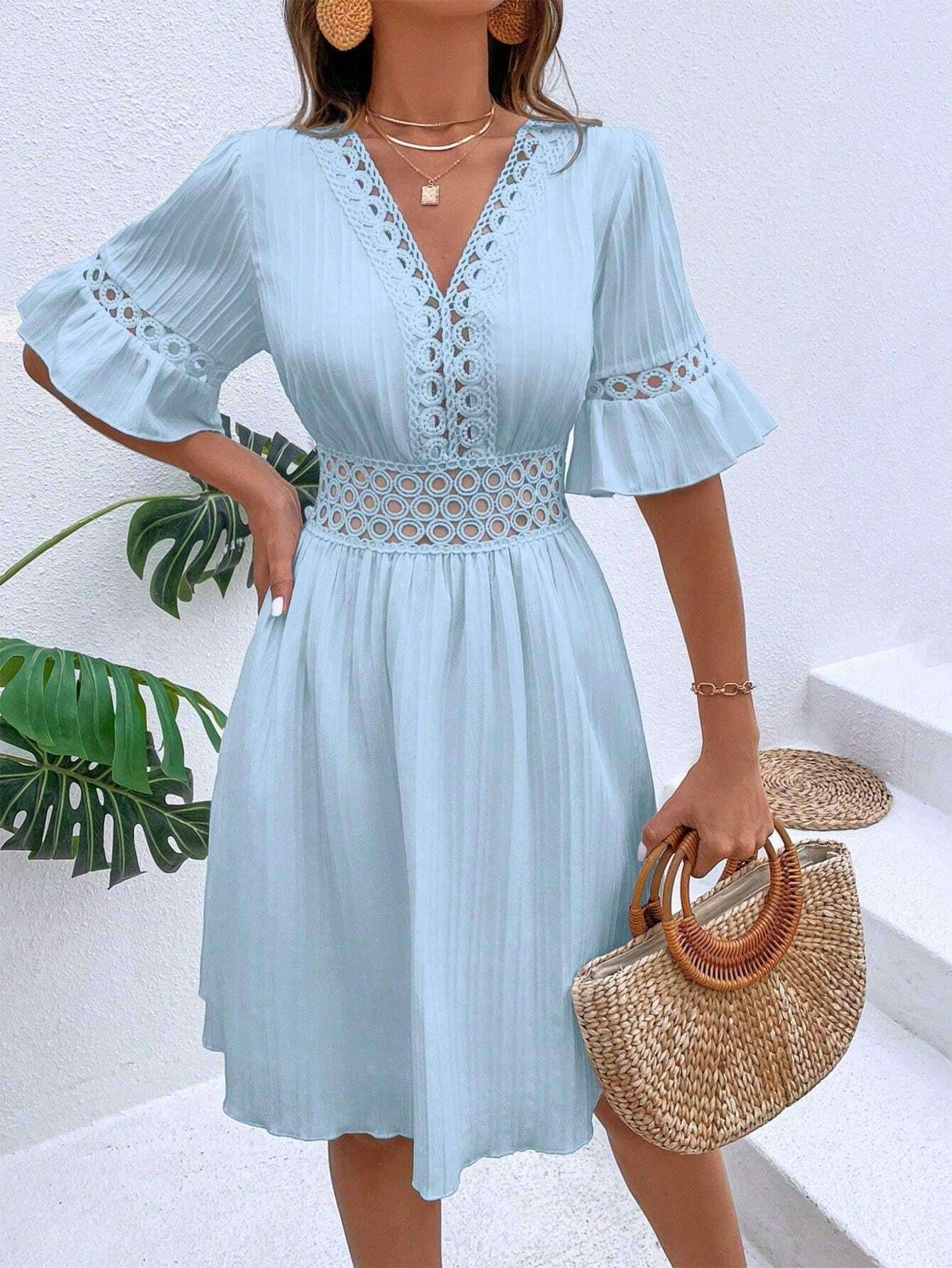 Midi Dress | Patchwork Lace Fashion - Gorgeous Feather