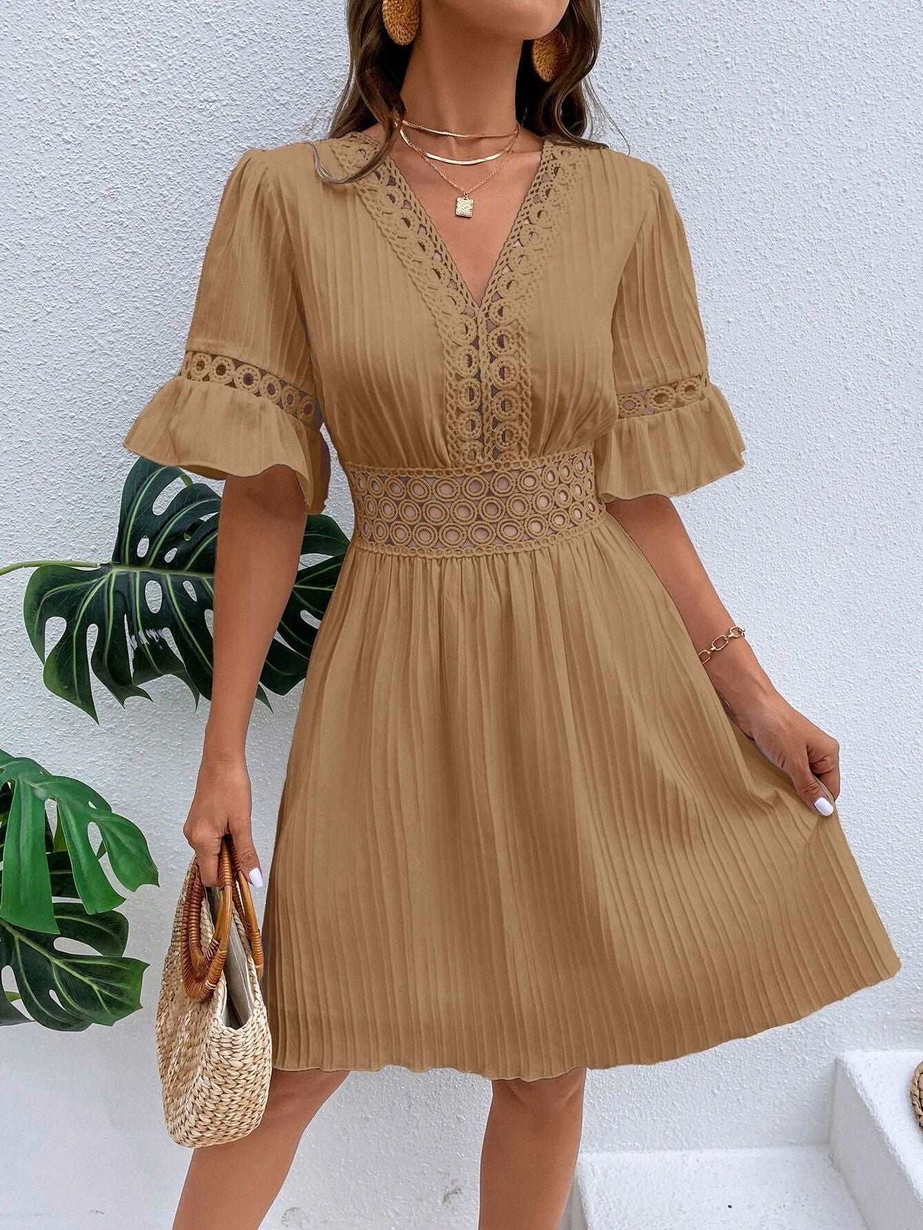 Midi Dress | Patchwork Lace Fashion - Gorgeous Feather