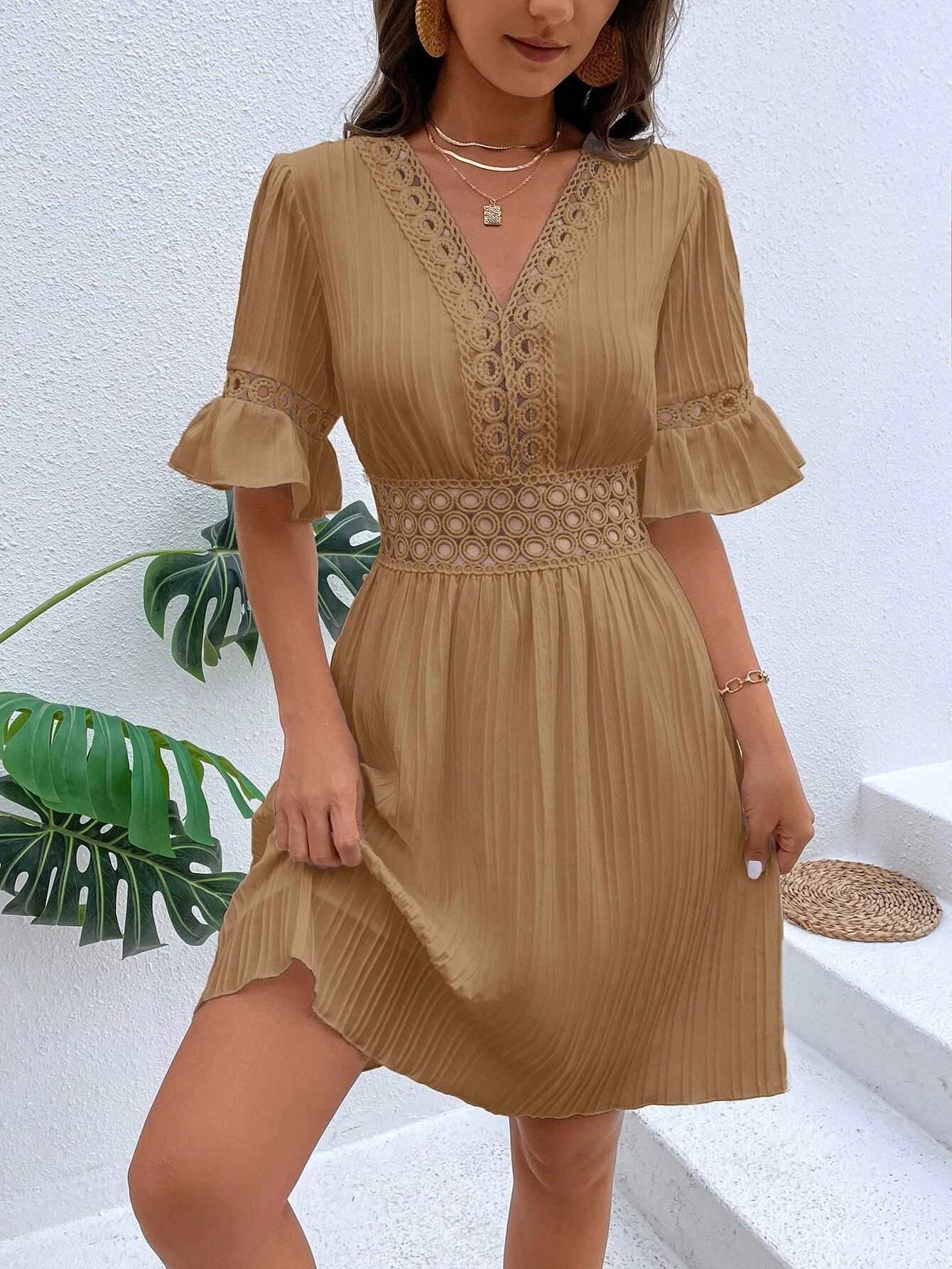 Midi Dress | Patchwork Lace Fashion - Gorgeous Feather