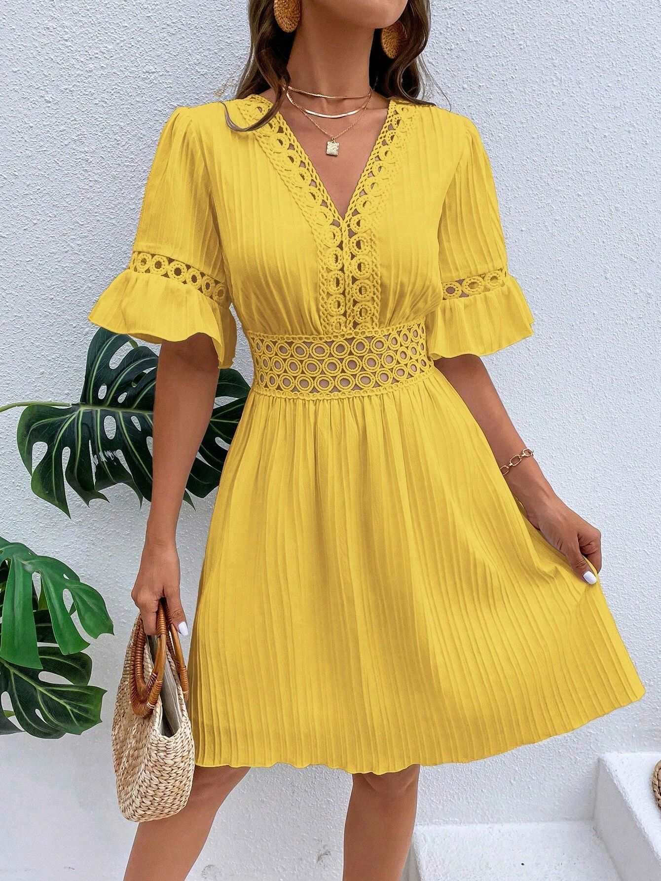 Midi Dress | Patchwork Lace Fashion - Gorgeous Feather