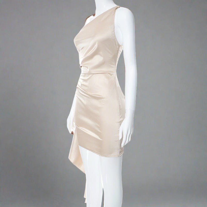 Mini Dress | One - shoulder Sleeveless - Gorgeous Feather
