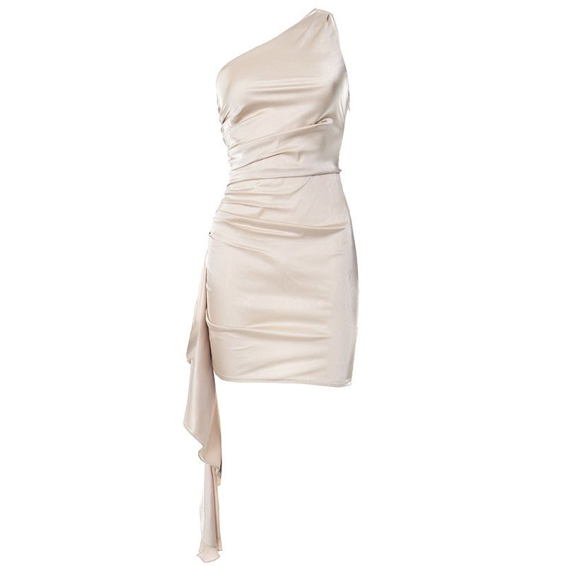 Mini Dress | One - shoulder Sleeveless - Gorgeous Feather