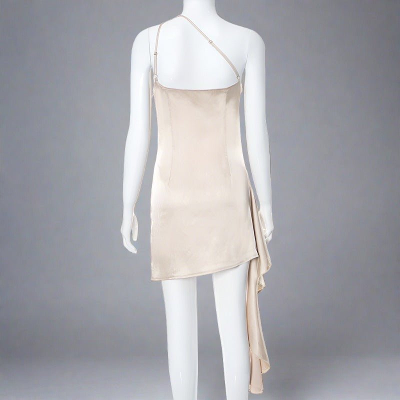 Mini Dress | One - shoulder Sleeveless - Gorgeous Feather
