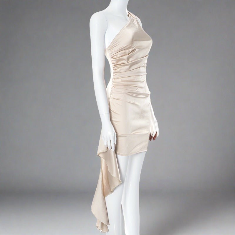 Mini Dress | One - shoulder Sleeveless - Gorgeous Feather