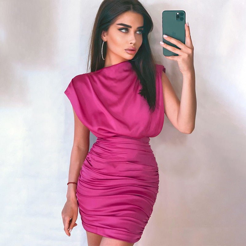 Mini Dress | Silky Sleeveless Short Dress - Gorgeous Feather