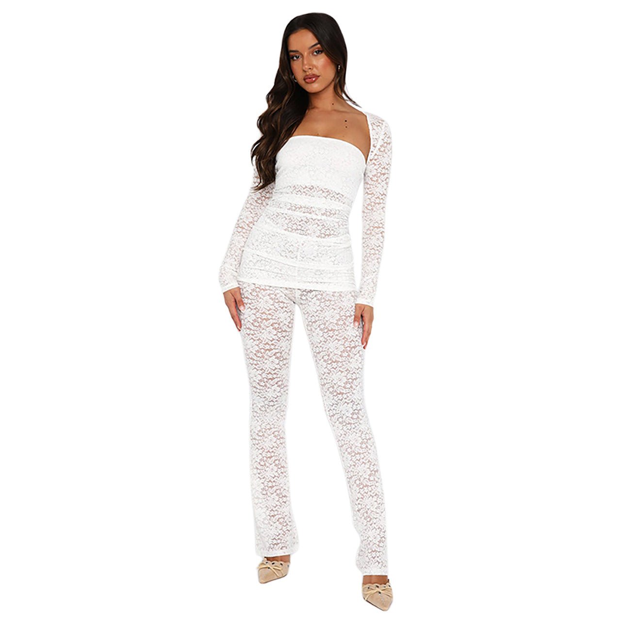 Party Dresses | Long Pant Three Piece White Suit - Gorgeous Feather