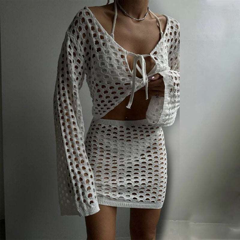 Swimsuit | Cover - Up Suit Bikini Set White - Gorgeous Feather
