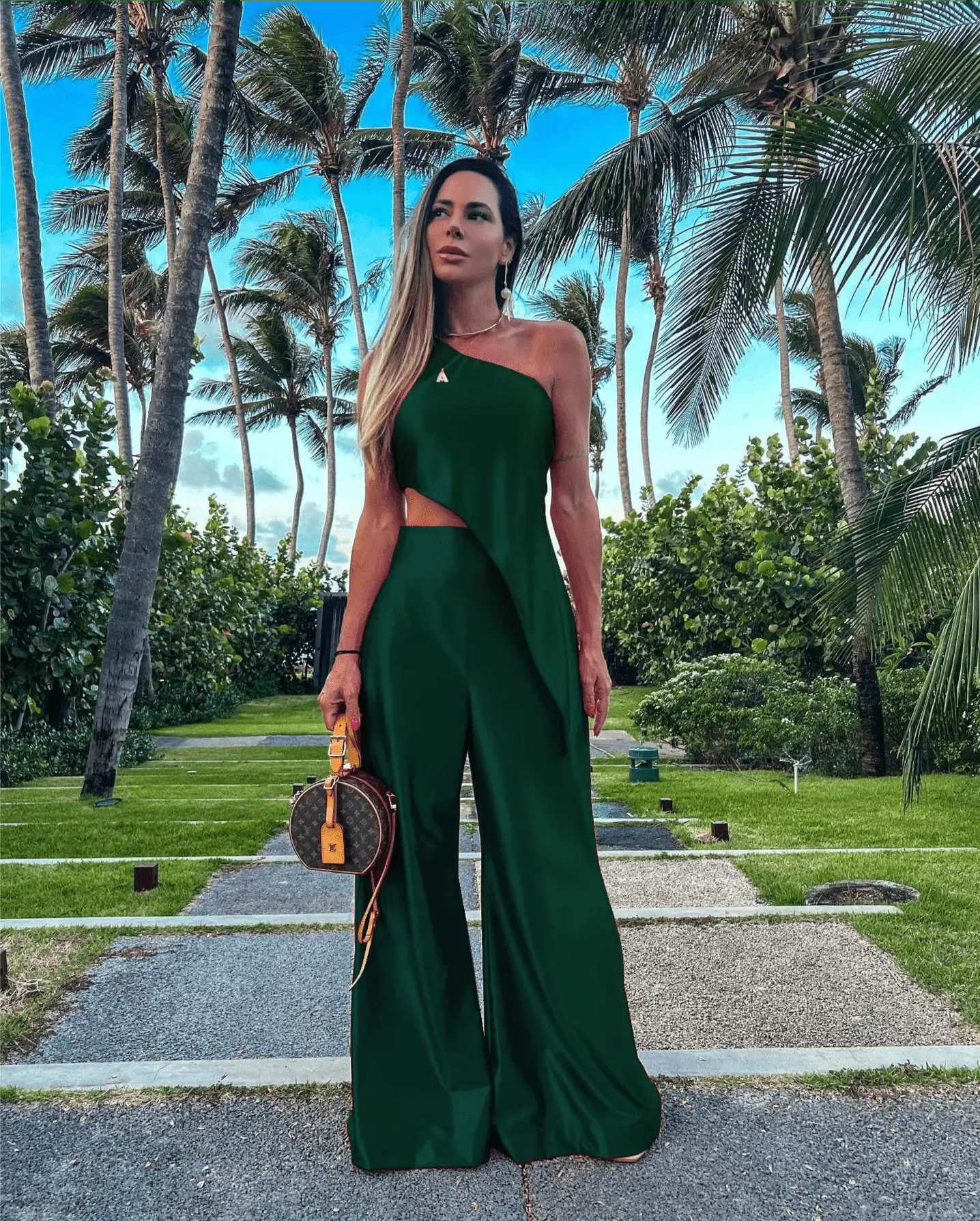 Wide Leg Pants | Casual Two - piece Suit Dark Green - Gorgeous Feather