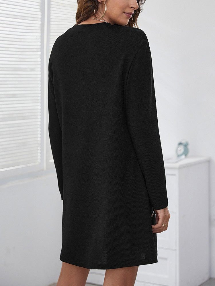 Winter Dress Casual Loose Fit Long - sleeved Dress - Gorgeous Feather