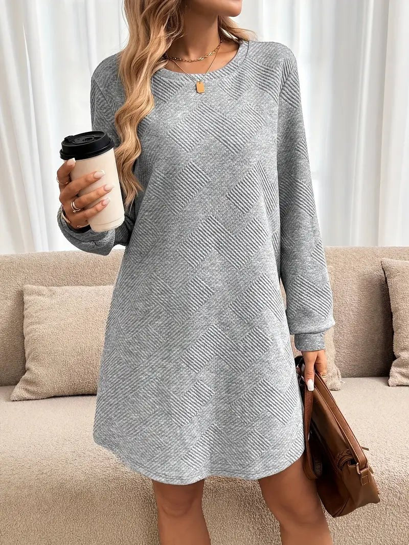 Winter Dress Knitted Dress Long Sleeve Crew Neck - Gorgeous Feather