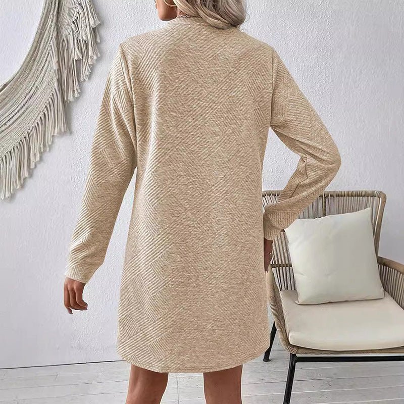 Winter Dress Knitted Dress Long Sleeve Crew Neck - Gorgeous Feather