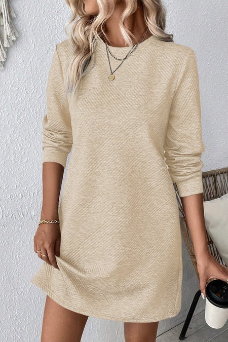 Winter Dress Knitted Dress Long Sleeve Crew Neck - Gorgeous Feather