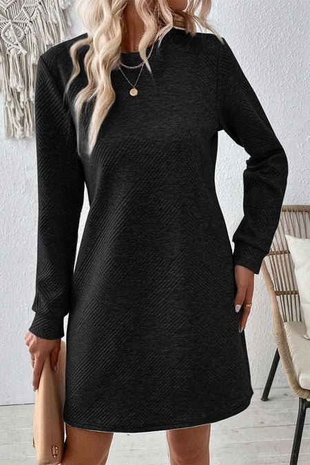 Winter Dress Knitted Dress Long Sleeve Crew Neck - Gorgeous Feather