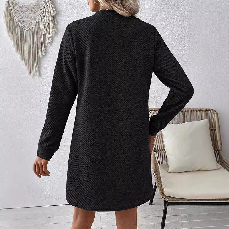 Winter Dress Knitted Dress Long Sleeve Crew Neck - Gorgeous Feather