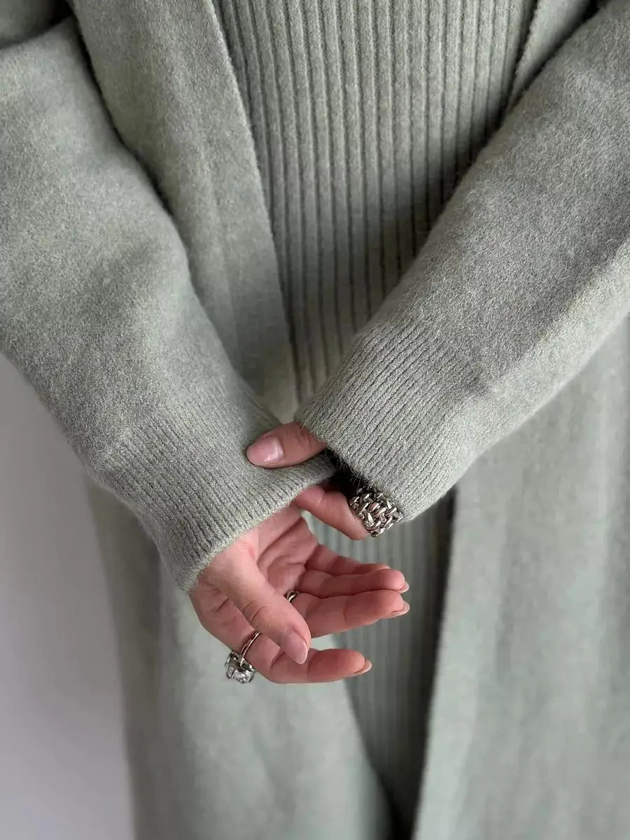 Winter Dress Knitted Long Sleeve Dress Cardigan Set - Gorgeous Feather