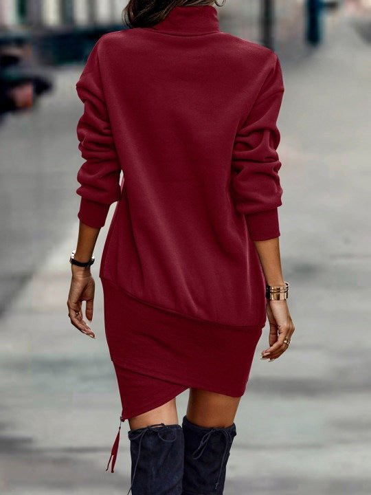 Winter Dresses Elegant Long Sleeve High Neck Dress - Gorgeous Feather