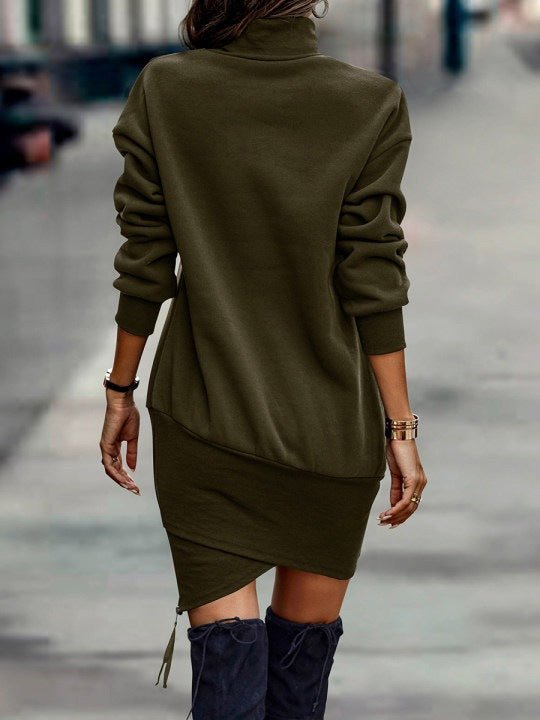 Winter Dresses Elegant Long Sleeve High Neck Dress - Gorgeous Feather