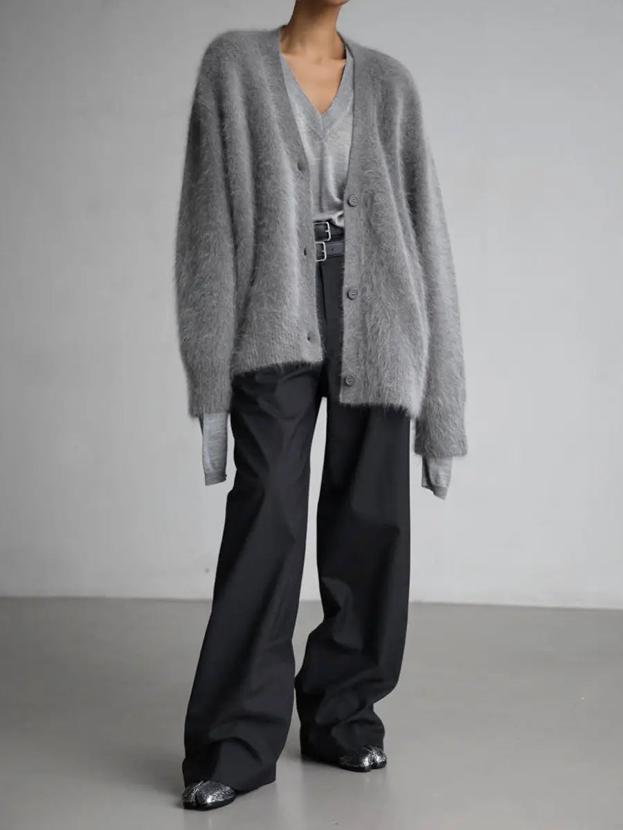 Winter Jacket | V - neck Long Sleeve Cardigan - Gorgeous Feather