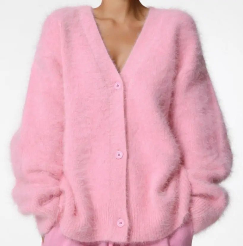 Winter Jacket | V - neck Long Sleeve Cardigan - Gorgeous Feather