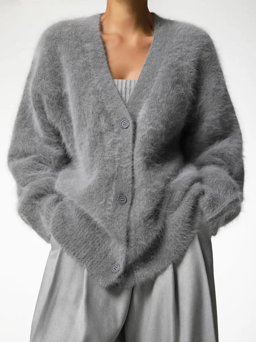 Winter Jacket | V - neck Long Sleeve Cardigan - Gorgeous Feather