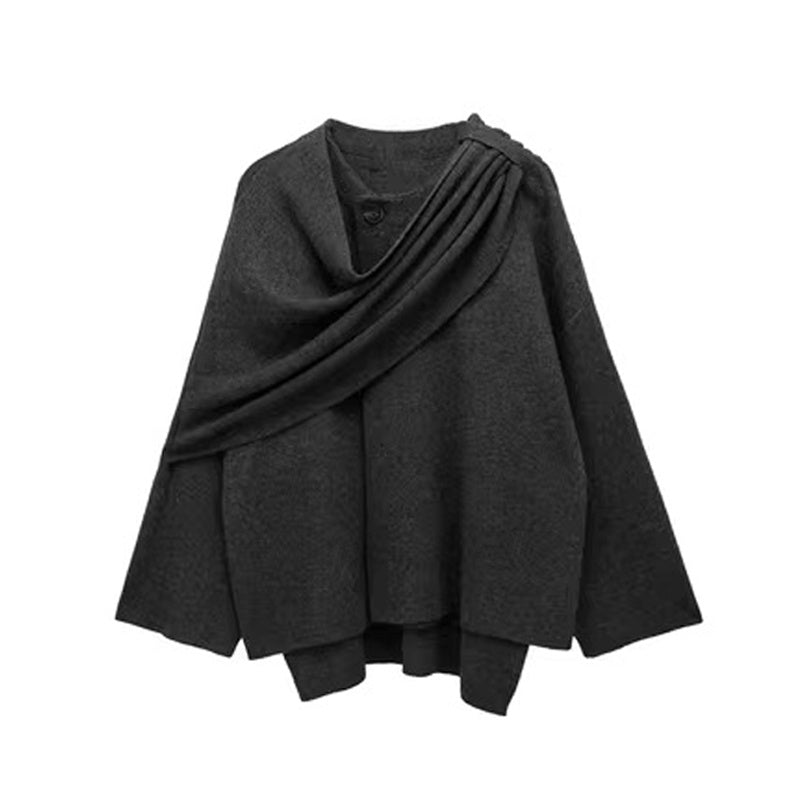 Winter Short Coat Knitted Cardigan with Scarf Design - Gorgeous Feather