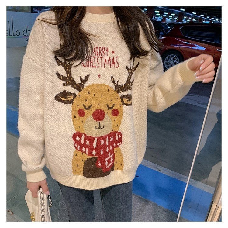 Winter Top Women's Padded Christmas Elk Sweater - Gorgeous Feather